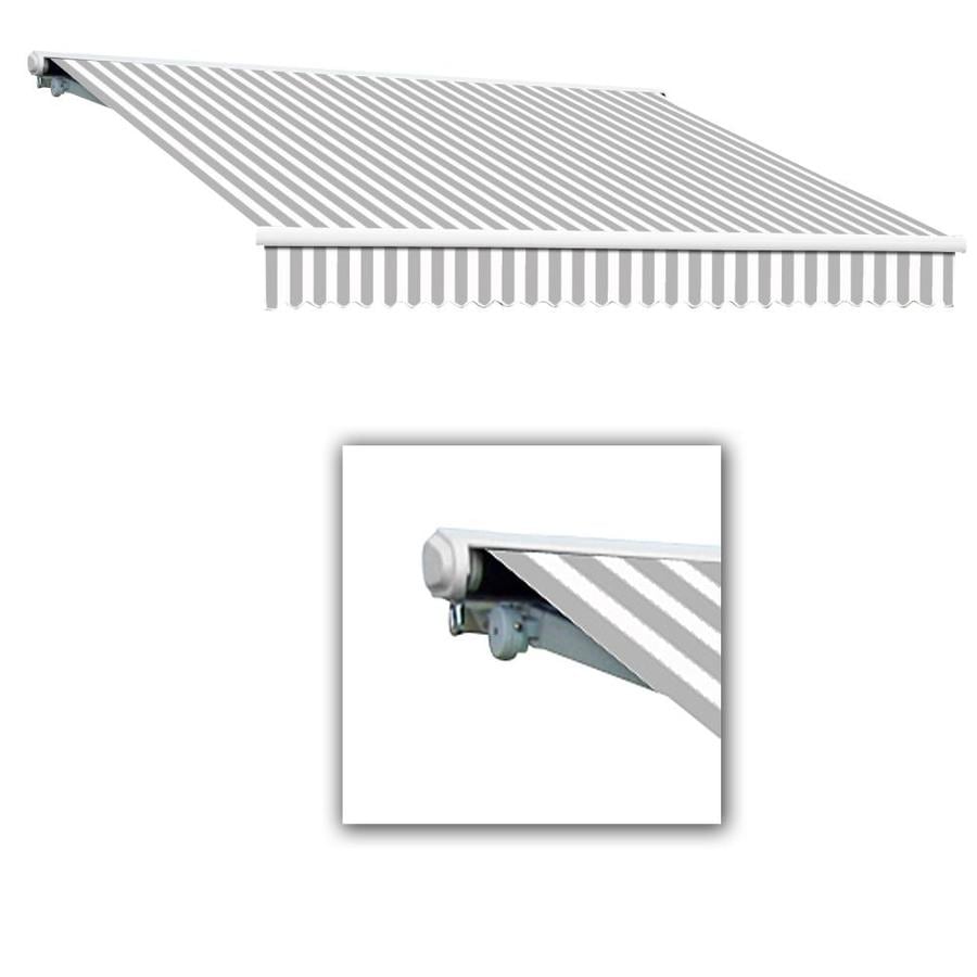 Black//White Key West Full Cassette Left Motorized Retractable Awning 12 ft 120 in. Projection
