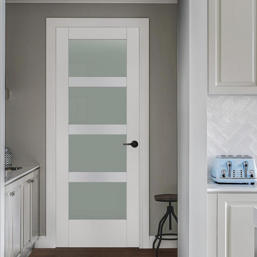 JELD-WEN MODA PMT1044 Primed 4 Panel Square Solid Core Frosted Glass