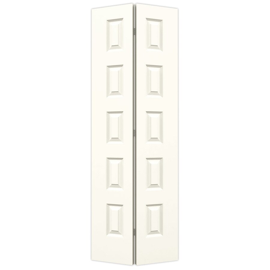 JELD-WEN Rockport 32-in x 80-in White 5-Panel Equal Prefinished Molded Composite Bifold Door ...