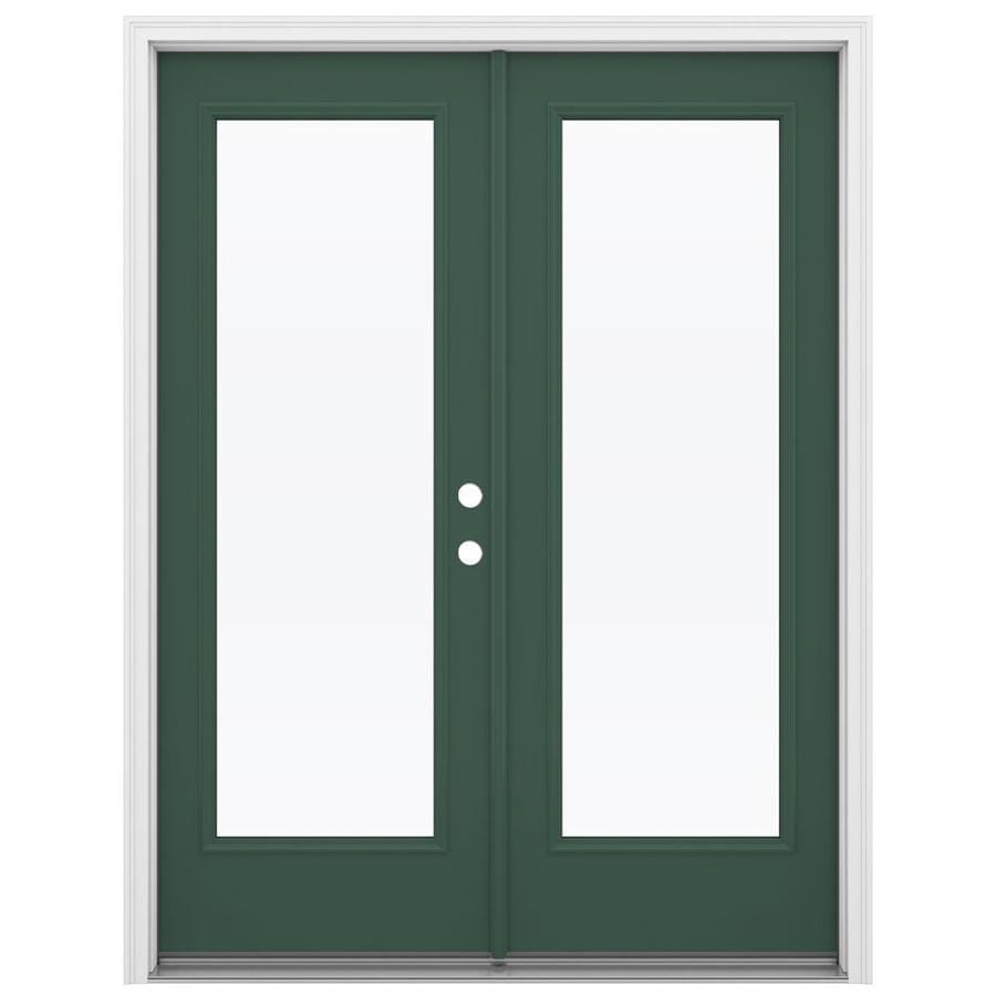 JELD-WEN Clear Glass Evergreen Steel Left-Hand Inswing Double Door ...