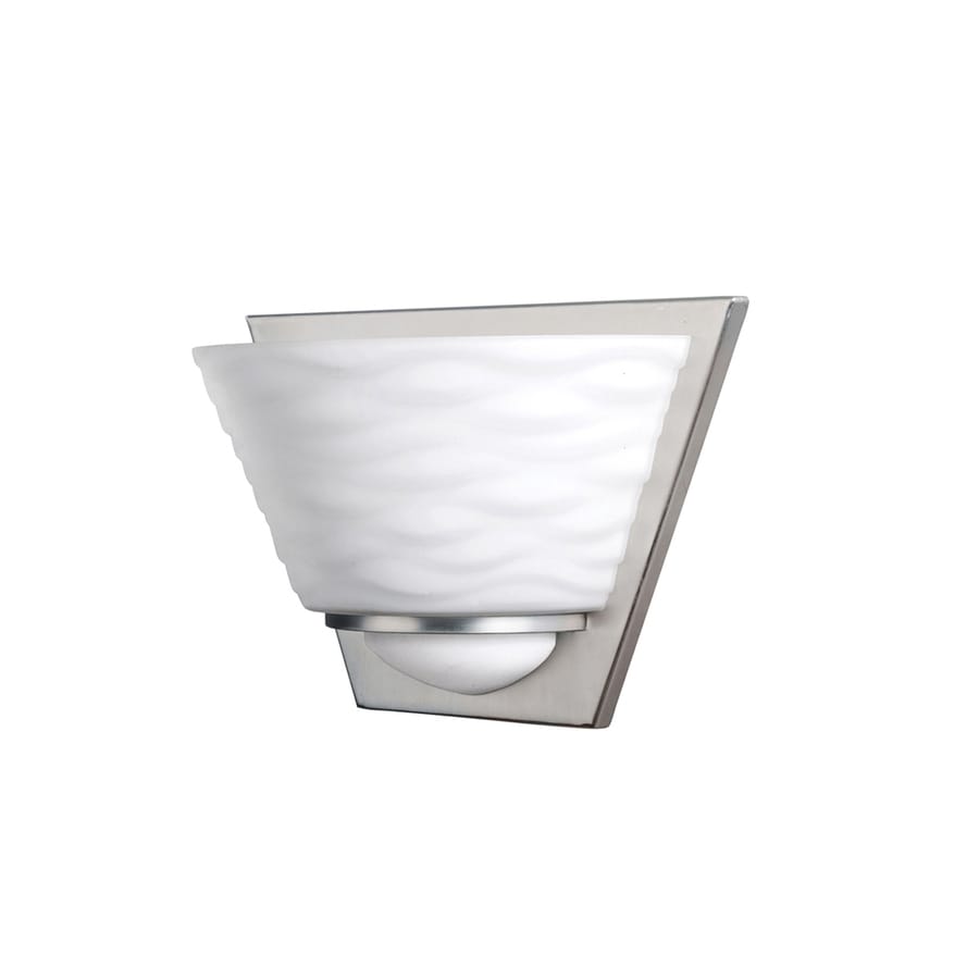 Shop Portfolio Daphne 9.74-in W 1-Light Brushed Nickel Pocket Hardwired Wall Sconce at Lowes.com