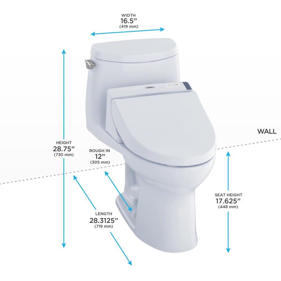 Toto Connect+ Cotton White Watersense Elongated Chair Height Toilet 12 