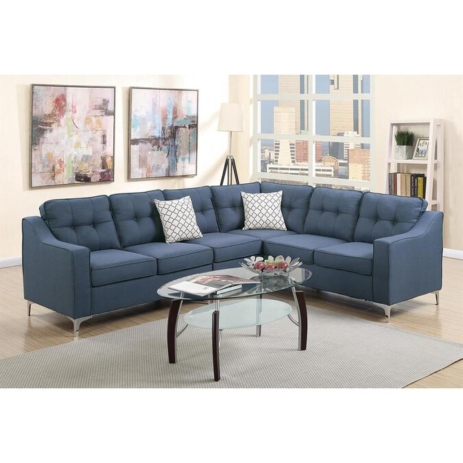 Poundex Adalia Casual Navy Sectional in the Couches, Sofas &amp; Loveseats