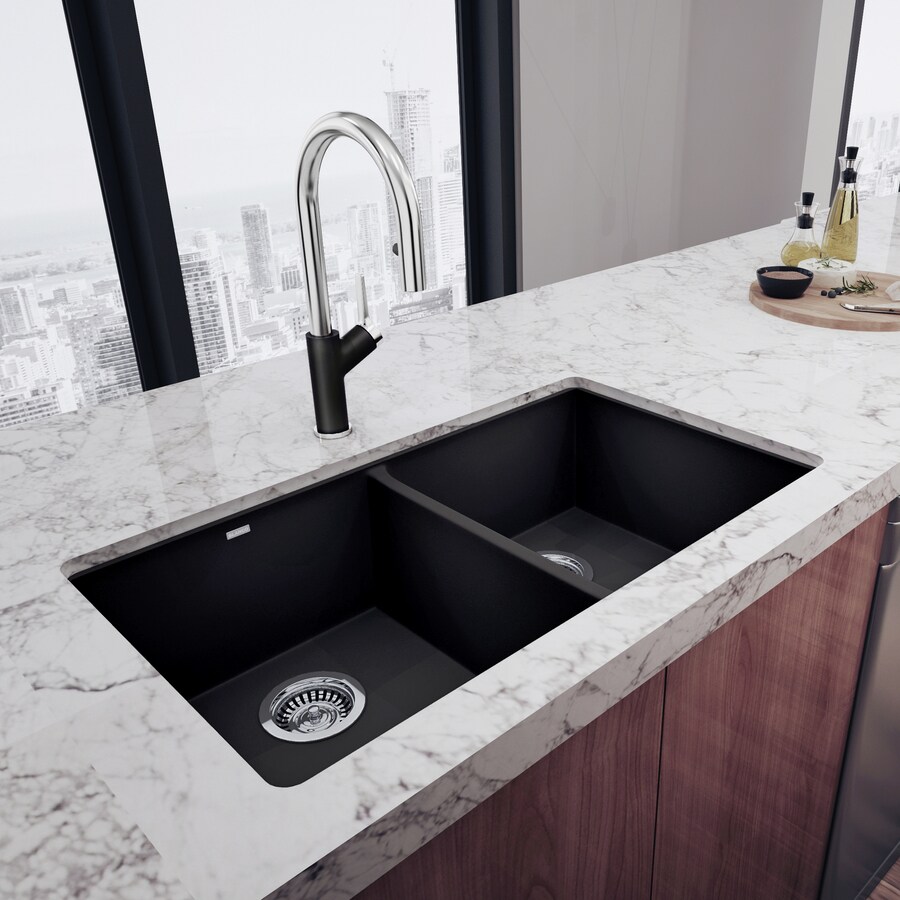 Blanco Precis 2975 In X 18125 In Anthracite Black Double Equal Bowl Undermount Residential Kitchen Sink In The Kitchen Sinks Department At Lowescom