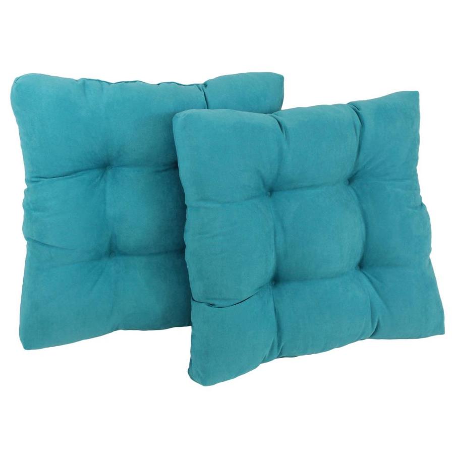 Blazing Needles 19 In Squared Microsuede Tufted Dining Chair Cushions Set Of 2 Aqua Blue In The Indoor Chair Cushions Department At Lowes Com