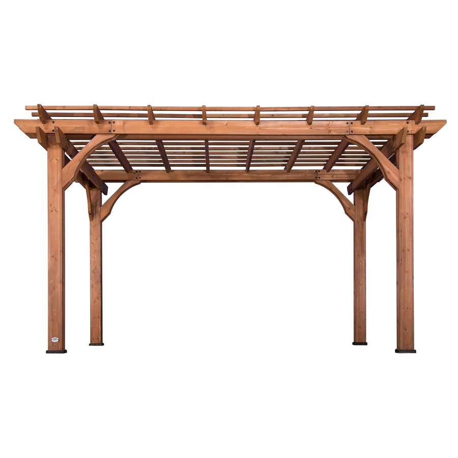 Backyard Discovery Backyard Discovery 10 X 14 Pergola 10 Ft W X 14 Ft L X 7 Ft 10 3 4 In Brown Wood Freestanding Pergola In The Pergolas Department At Lowes Com