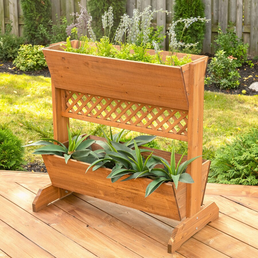 Leisure Season 32 In W X 32 In H Medium Brown Wood Planter In The Pots Planters Department At Lowes Com