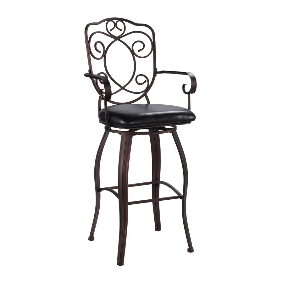 Linon Crested Back 30 Black Upholstered Swivel Bar Stool in the Bar