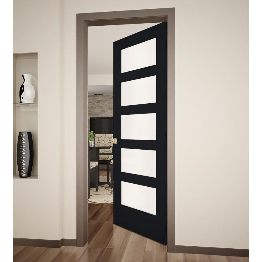 Reliabilt Shaker 28 In X 80 In Midnight 5 Panel Equal Frosted Glass Solid Core Prefinished Pine