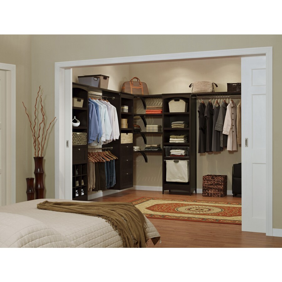 Allen Roth 8 Ft W X 6 83 Ft H Java Wood Closet Kit In The Wood Closet Kits Department At Lowes Com