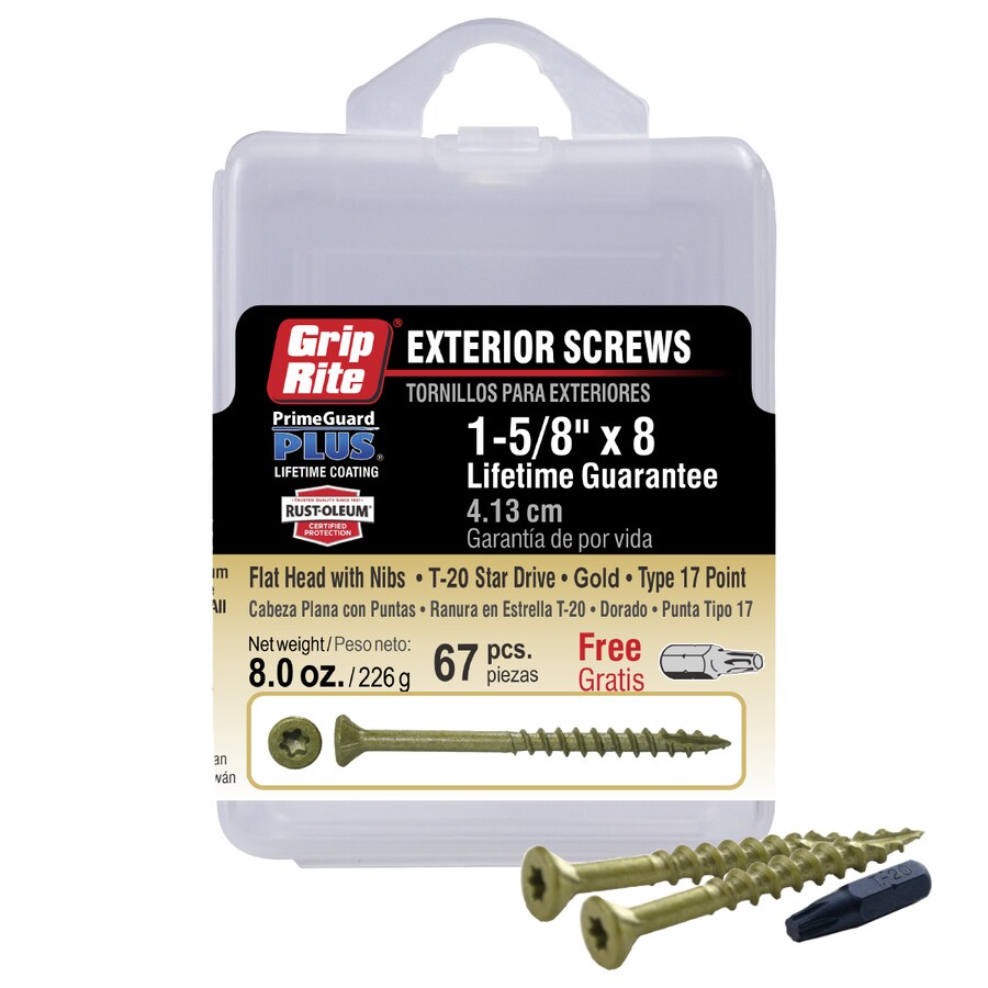 Grip Rite X In Gold Galvanized Coated Flat Wood Screws