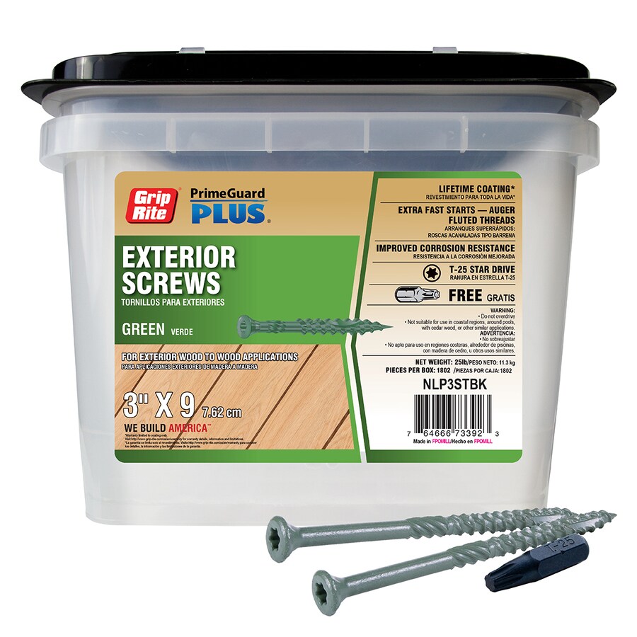 GripRite PrimeGuard Plus 9 x 3in Polymer Deck Screws (25lb) in the Deck Screws department at