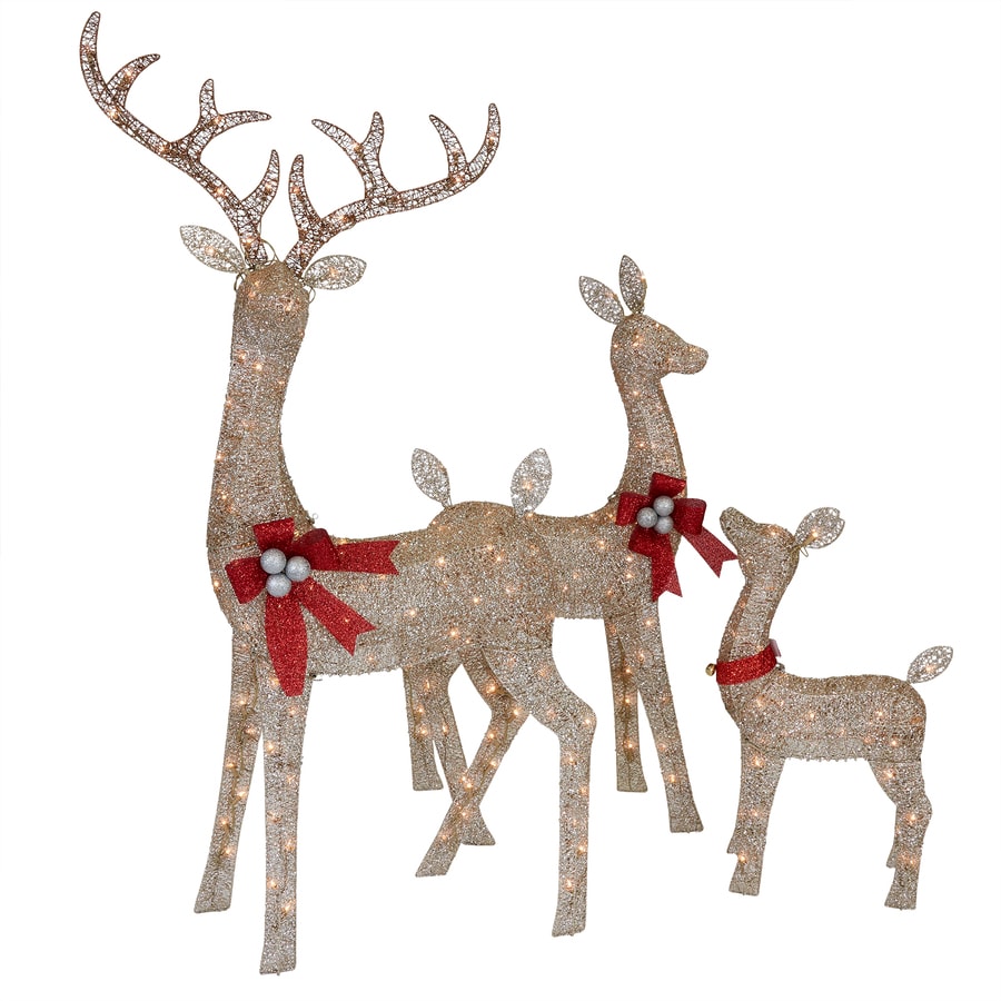 Holiday Living BF HL Champagne Deer Family 3PC in the Outdoor