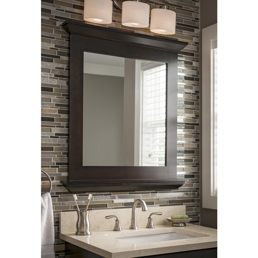 allen + roth Palencia 30in Espresso Rectangular Bathroom Mirror in the