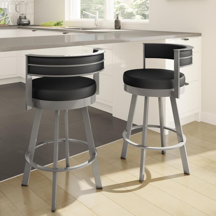 Amisco Browser Glossy Grey Counter Height Upholstered Swivel Bar Stool In The Bar Stools