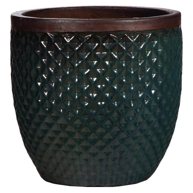 20-in W x 20-in H Green Ceramic Planter in the Pots ...