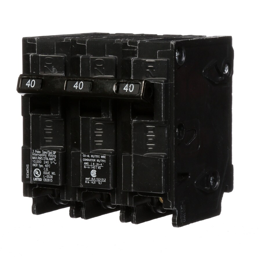 Siemens Qp 40 Amp 3 Pole Main Circuit Breaker In The Circuit Breakers Department At Lowes Com