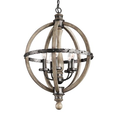 Kichler Evan 5-Light Distressed Antique Gray Transitional Cage Chandelier Kichler Evan 5-Light Distressed Antique Gray Transitional Cage Chandelier