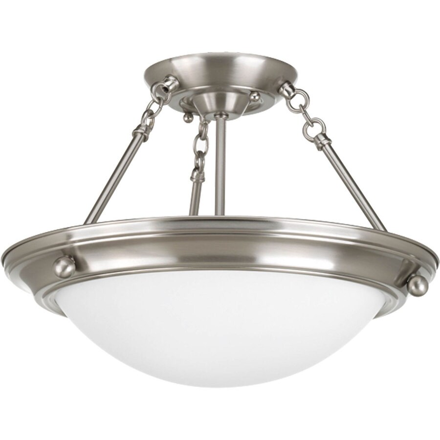 Shop Progress Lighting Eclipse 15 25 In W Brushed Nickel Semi Flush Mount Ceiling Light Brushed Nickel