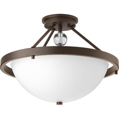 Progress Lighting Compass 16-in Antique Bronze Transitional Incandescent Semi-flush Mount Light Progress Lighting Compass 16-in Antique Bronze Transitional Incandescent Semi-flush Mount Light