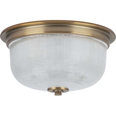 Progress Lighting Archie 12.375-in Vintage Brass Transitional Incandescent Flush Mount Light Progress Lighting Archie 12.375-in Vintage Brass Transitional Incandescent Flush Mount Light
