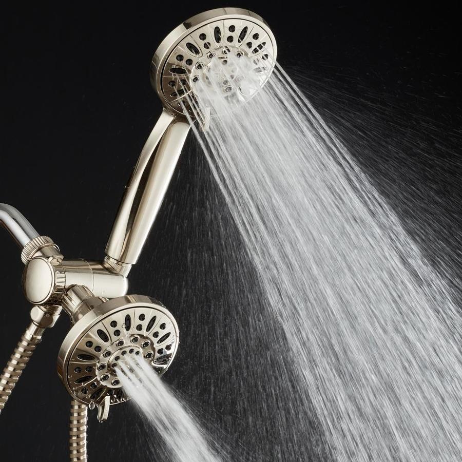 Aquadance Brushed Nickel 48 Spray Rain Dual Shower Head 25 Gpm 95 Lpm In The Shower Heads