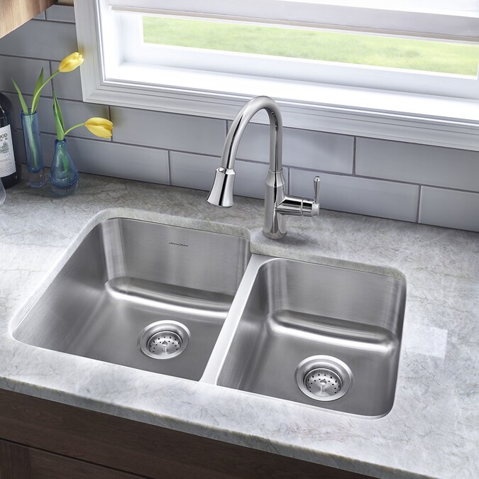 American Standard Danville 31-in x 20-in Stainless Steel Double Offset Lowes Kitchen Stainless Steel Sinks