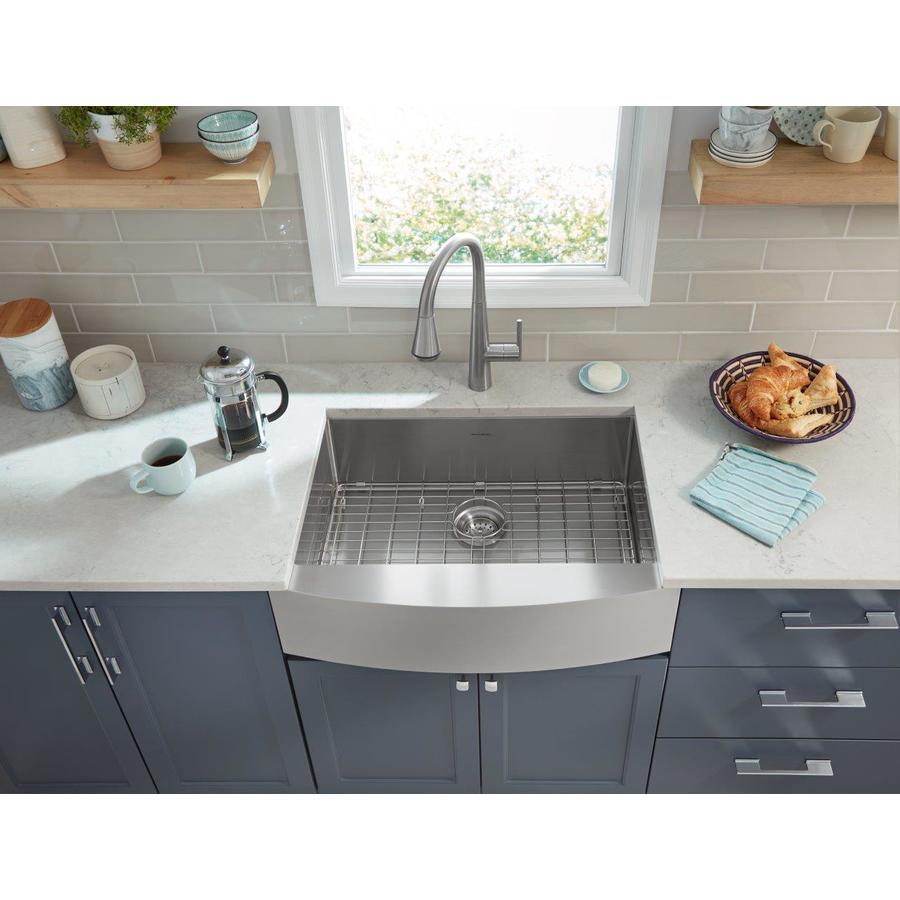 American Standard Suffolk 30 In X 22 In Stainless Steel Single Bowl Tall 8 In Or Larger Undermount Apron Front Farmhouse Residential Kitchen Sink With Drainboard In The Kitchen Sinks Department At Lowescom