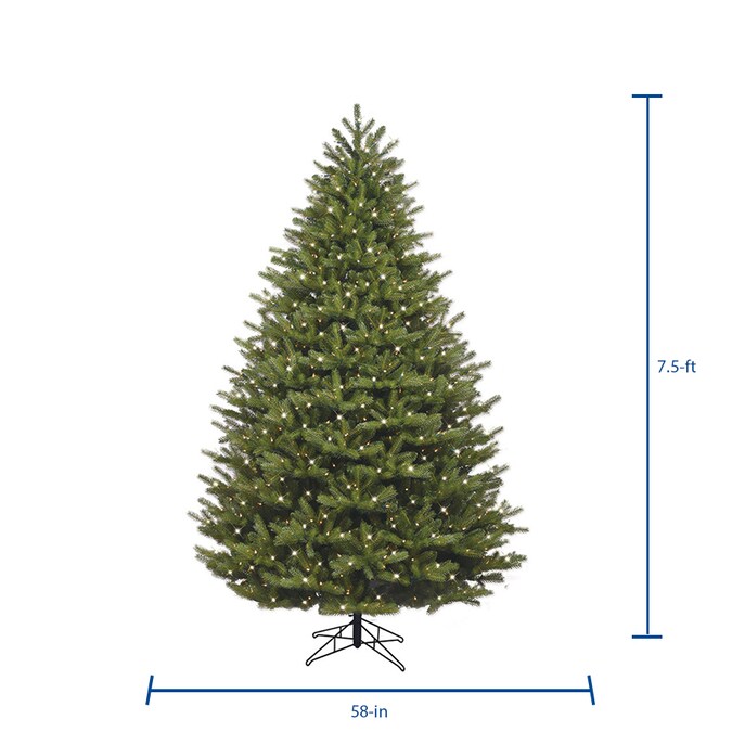 GE 7.5-ft Pre-Lit Traditional Artificial Christmas Tree with 1000 Constant White Clear ...