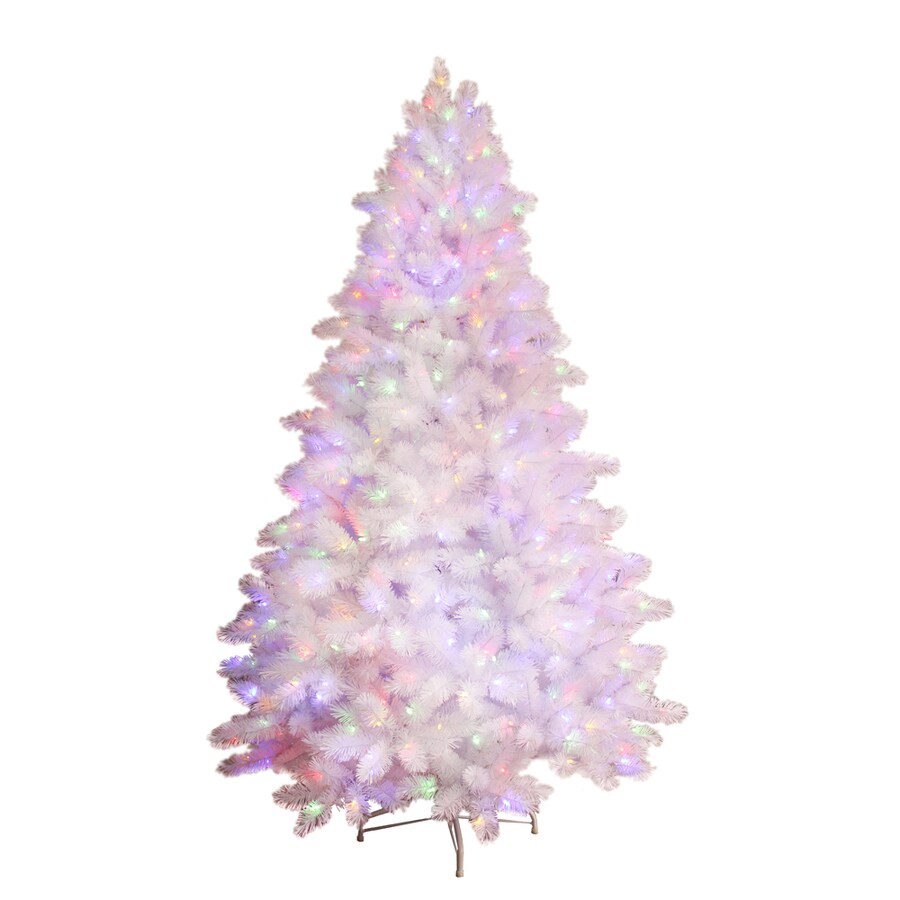 GE 7.5-ft Pre-Lit Flocked White Artificial Christmas Tree with 500