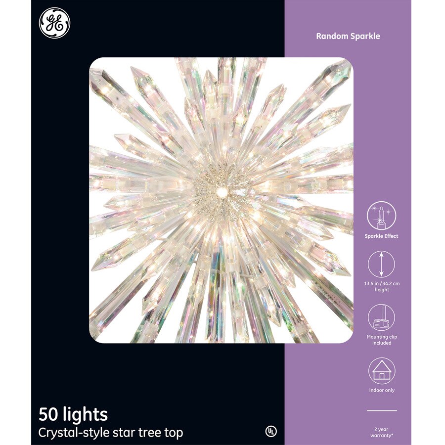 GE 13.5in Starburst Clear White Christmas Tree Topper in the Christmas