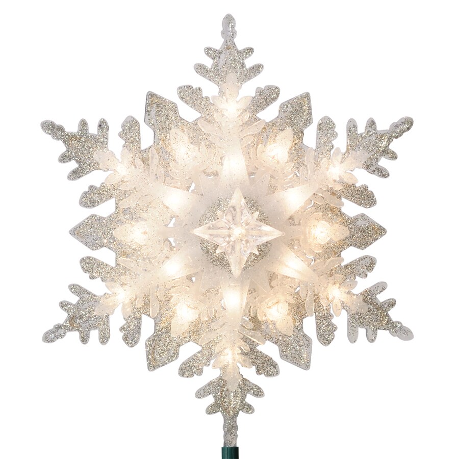 Shop GE 11-in Silver Lighted Plastic Snowflake Christmas Tree Topper with White Incandescent ...