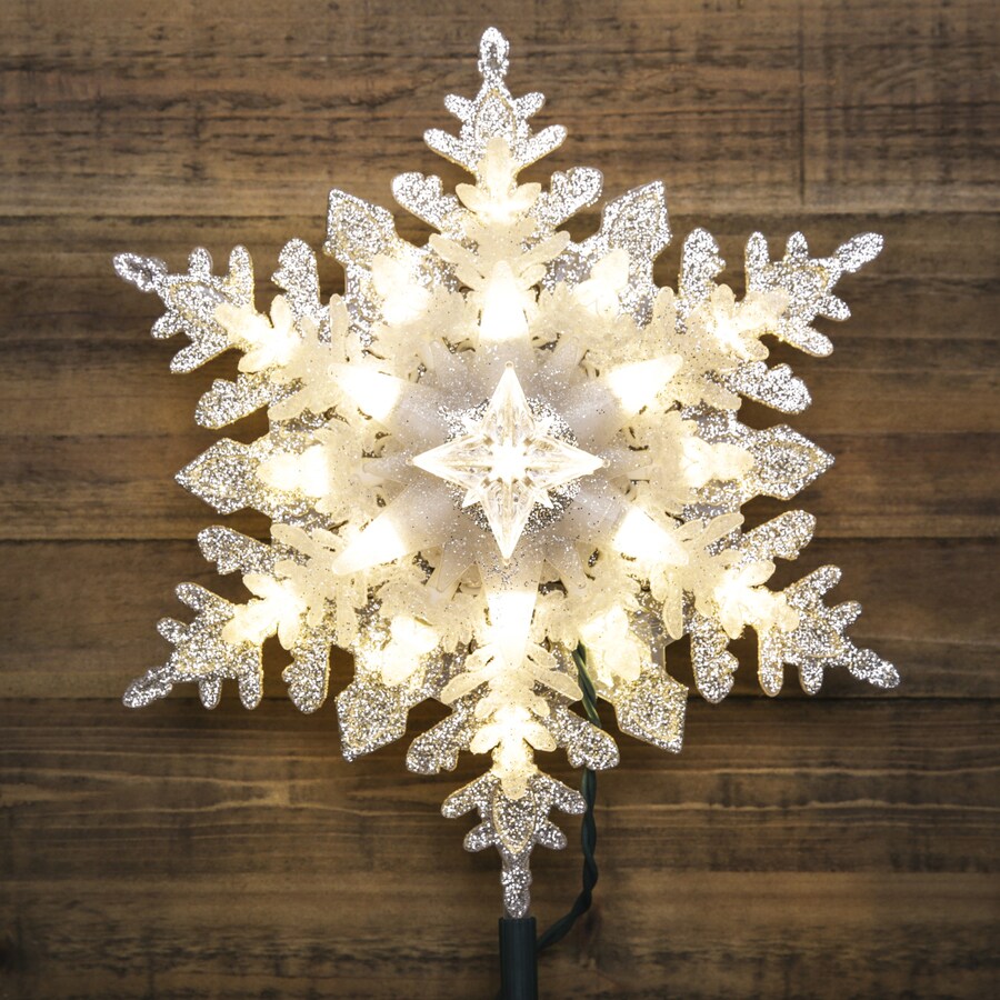 GE 11in Snowflake Silver Christmas Tree Topper in the Christmas Tree