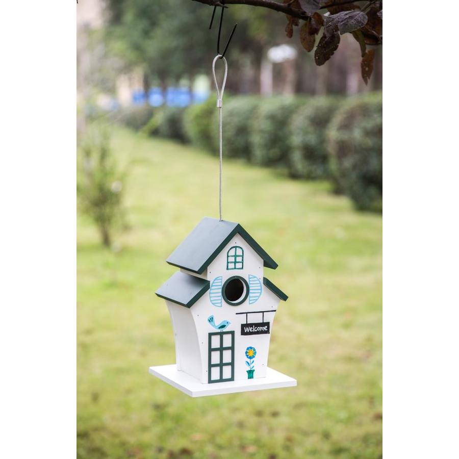 Evergreen 10.2in H White Wood Variety Decorative Bird House in the