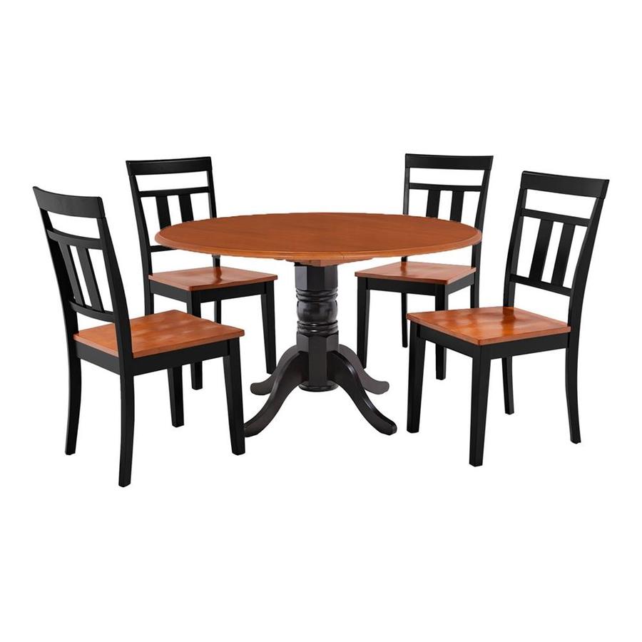 M D Furniture Burlington Black Cherry Dining Set With Round Dining Table In The Dining Room Sets Department At Lowes Com