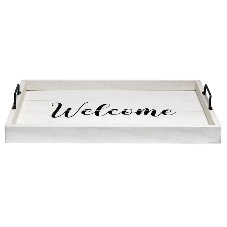 white wooden serving tray with handles