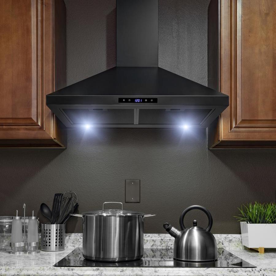 AKDY 30-in Convertible Black Painted Wall-Mounted Range Hood with