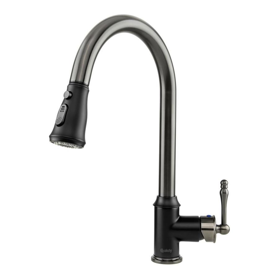 AKDY Kitchen Faucet with Pull Down Sprayer Single Handle Gun Black and