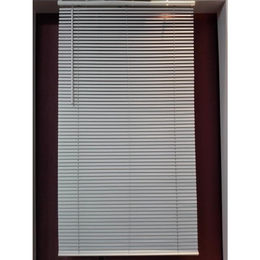 Project Source 1 In Slat Width 27 In X 64 In Cordless White Vinyl Light Filtering Mini Blinds In The Blinds Department At Lowes Com