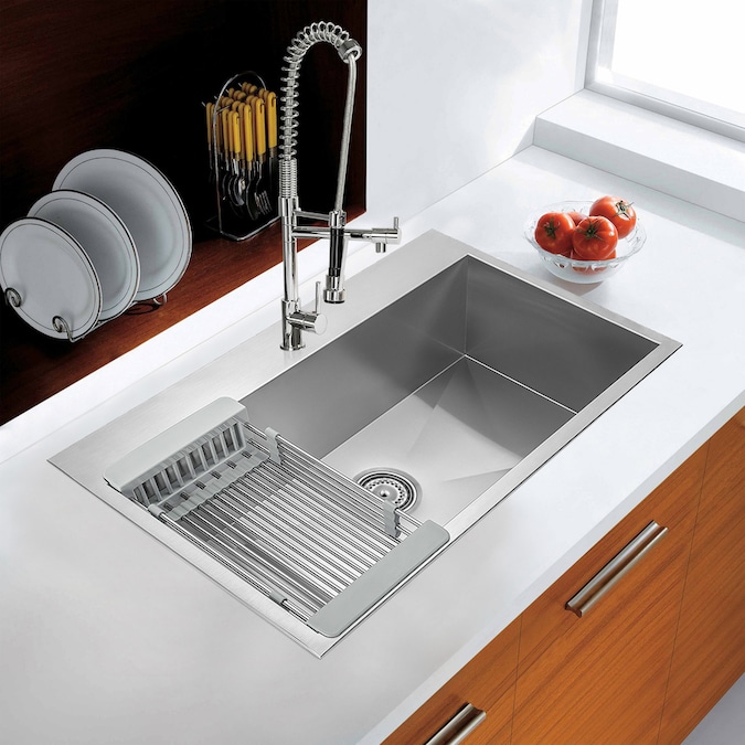 AKDY Handmade 30-in x 18-in Stainless Steel Single Bowl Drop-In 1-Hole 30 X 18 Stainless Steel Sink