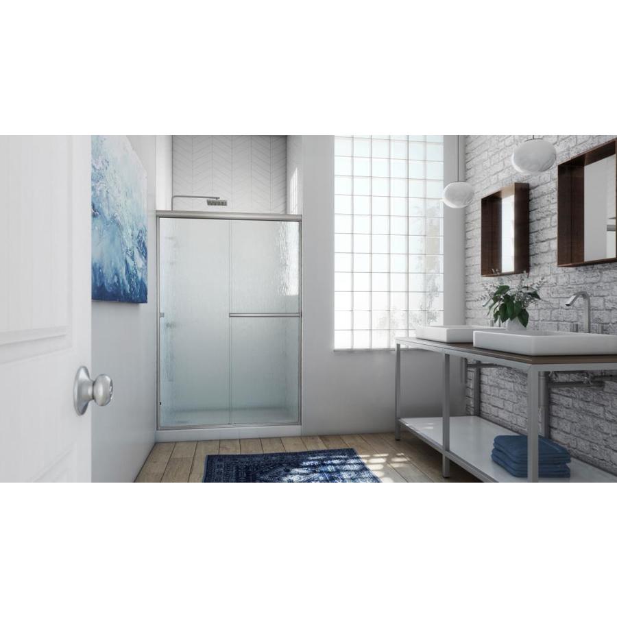 Arizona Shower Door Scottsdale 72 In H X 34 In To 35 In W Frameless Hinged Brushed Nickel Shower Door Clear Glass In The Shower Doors Department At Lowes Com