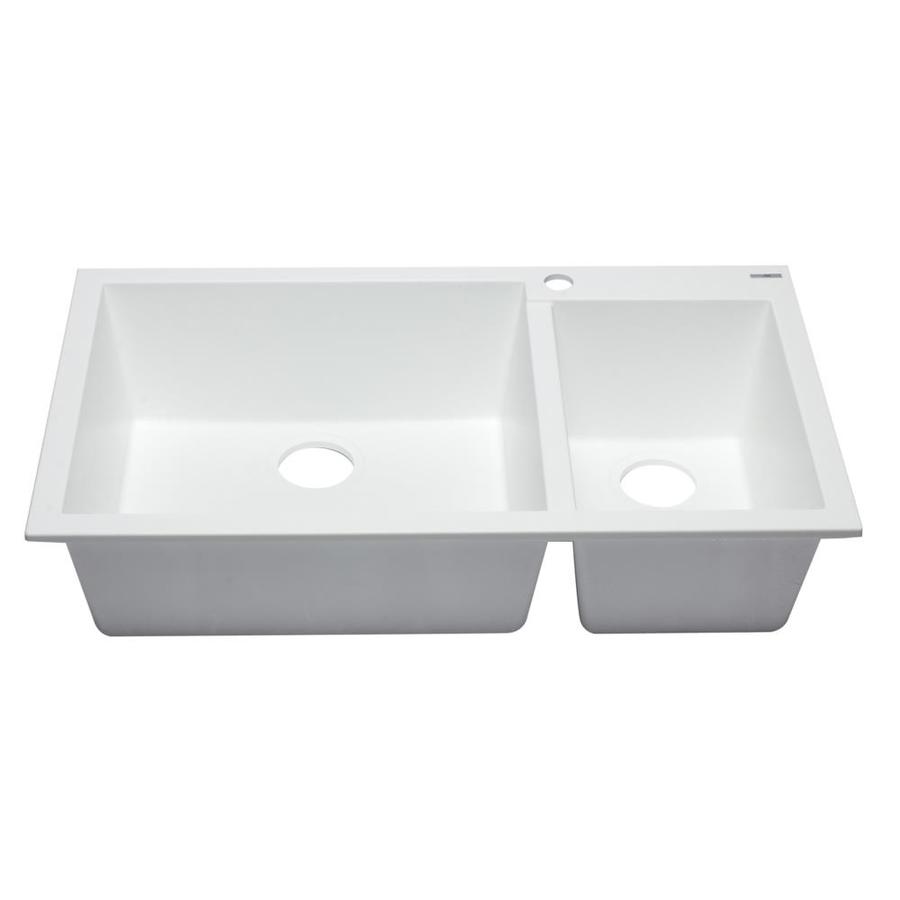 Alfi Brand 33 88 In X 19 75 In White Double Offset Bowl Drop In 1 Hole