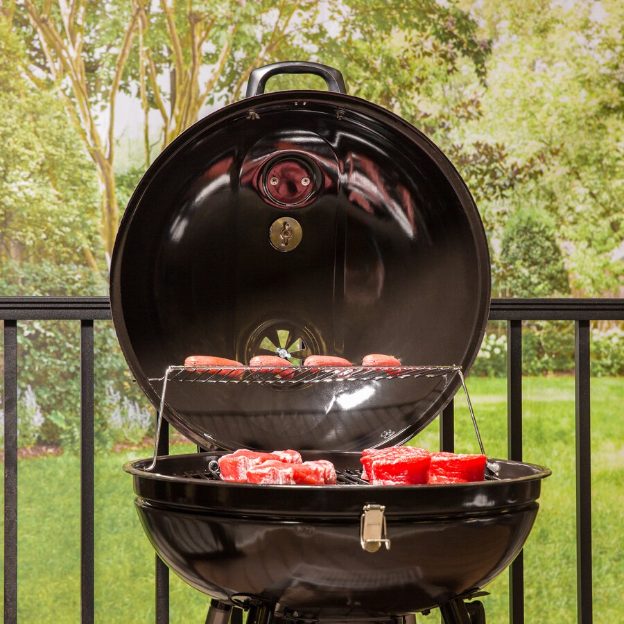 The Original Outdoor Cooker 22.4in Black Kettle Charcoal Grill in the