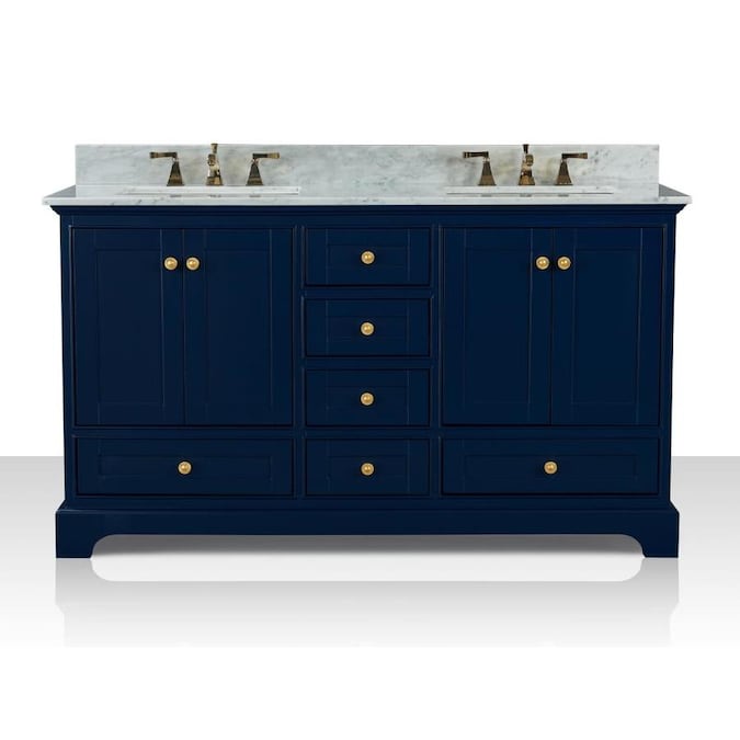 Ancerre Designs Audrey 60-in Heritage Blue Double Sink ...