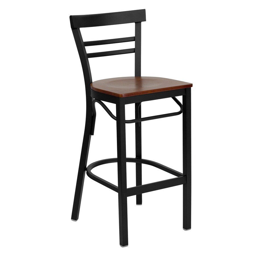 Flash Furniture Cherry Wood Seat Black Metal Frame Bar Stool In The Bar Stools Department At Lowes Com