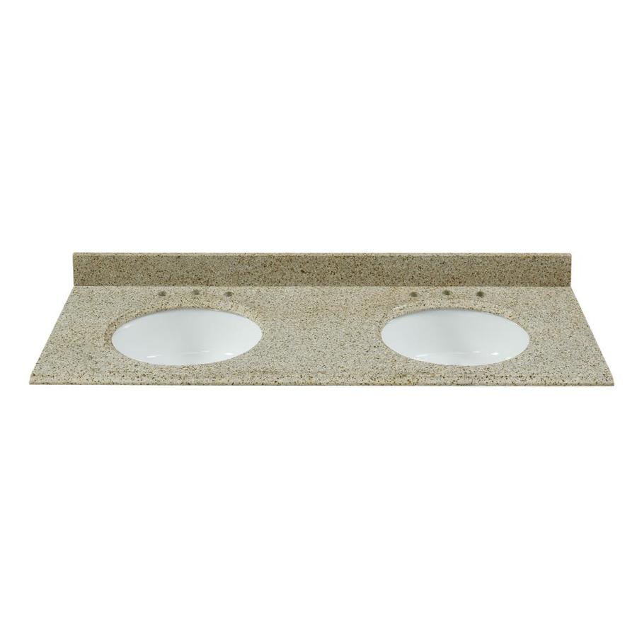 Bestview 61 In Beige Polished Granite Double Sink Bathroom Vanity Top In The Bathroom Vanity Tops Department At Lowes Com