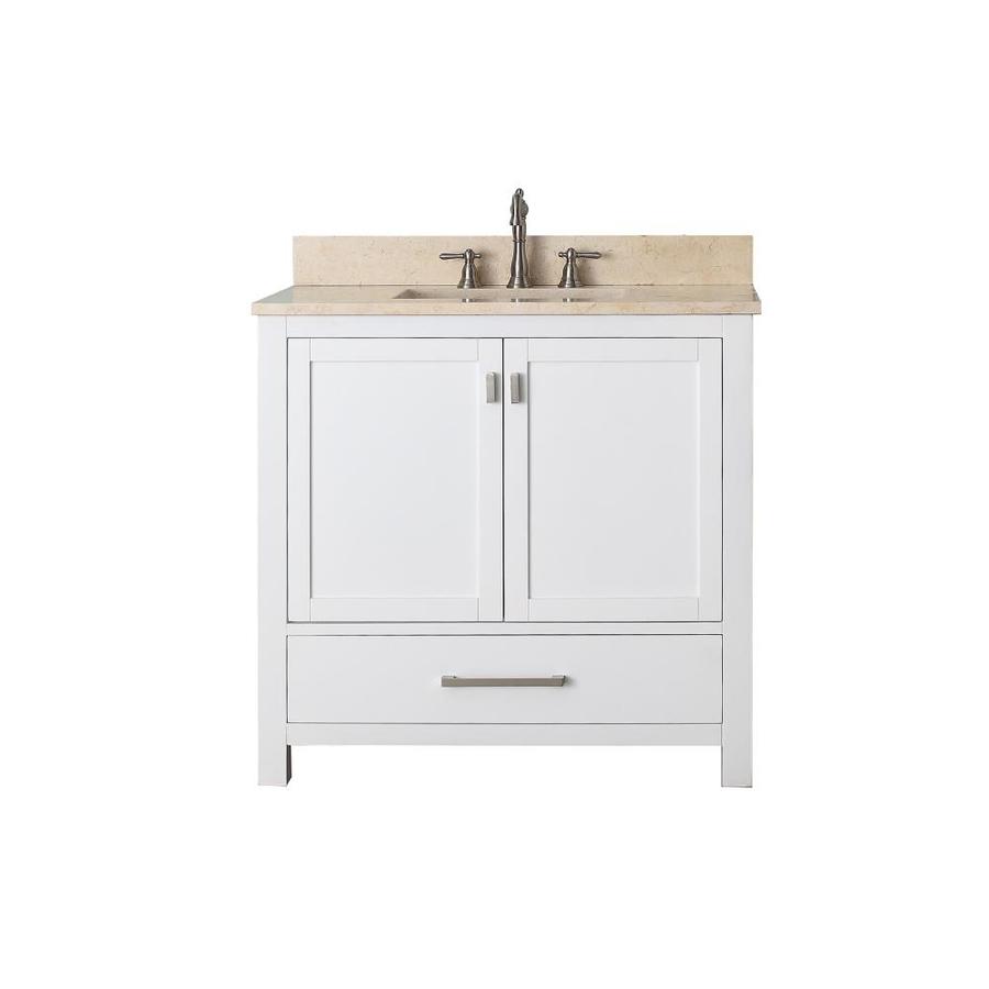 Avanity Modero 37 In White Single Sink Bathroom Vanity With Beige Natural Marble Top In The Bathroom Vanities With Tops Department At Lowes Com