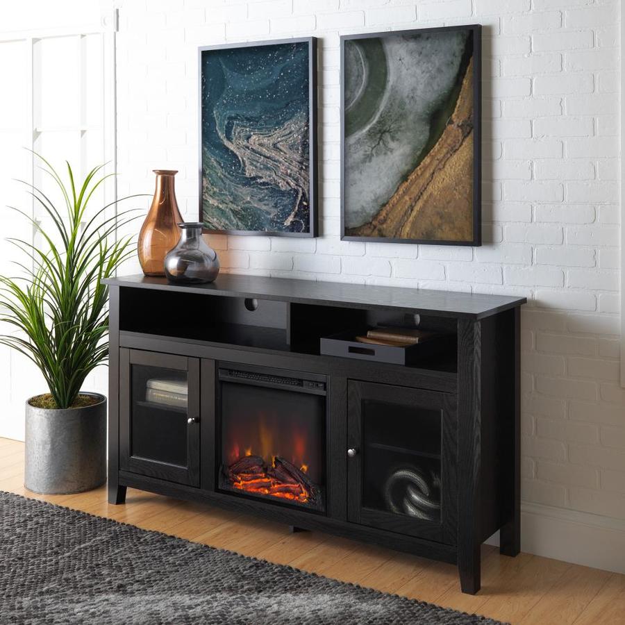 Walker Edison 58-in W Black LED Electric Fireplace in the Electric