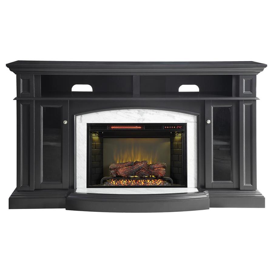 Scott Living 66in W Dark Gray Infrared Quartz Electric Fireplace in