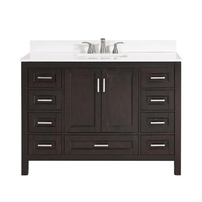 Scott Living Durham 48-in Espresso Single Sink Bathroom Vanity with White Engineered Stone Top